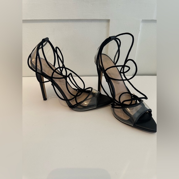 ALDO Black tie up high heels shoes 37 7 - Picture 2 of 3